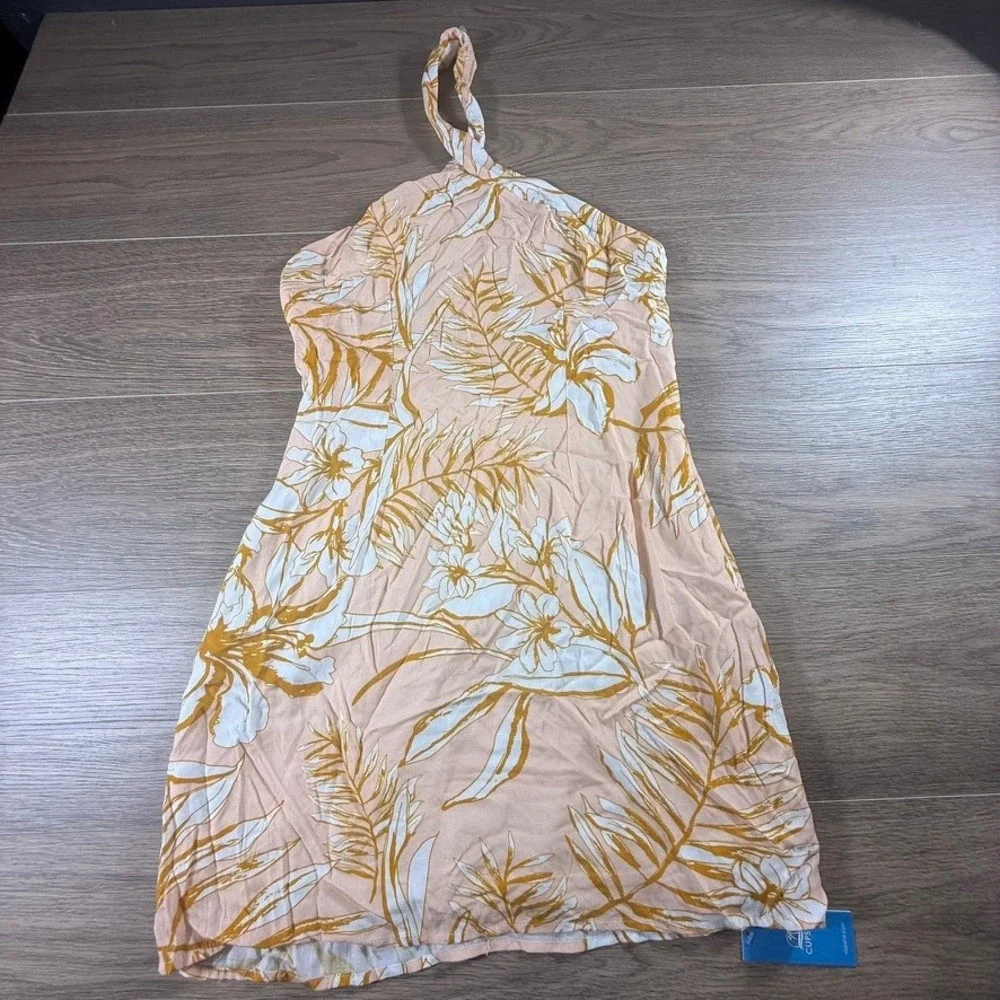 Cupshe Womens Tropical Crossover Mini Dress Peach M Summer Resort Beach NEWW